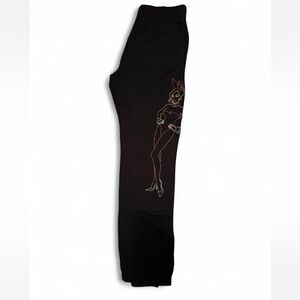 PLAYBOY Black Sweatpants with Neon bunny accents